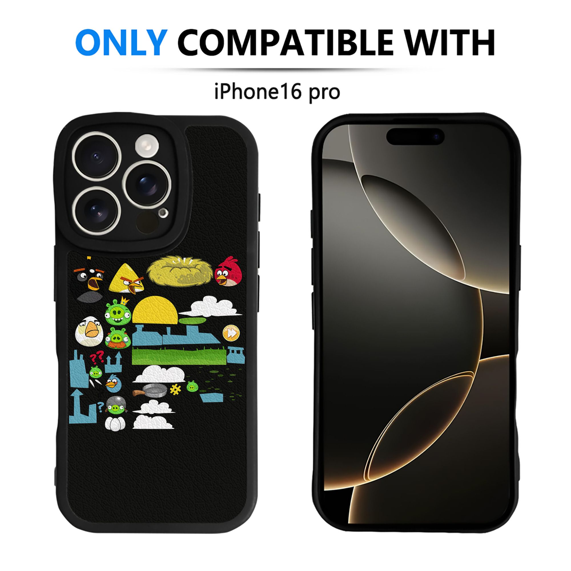 （画像用） Angry Birds アングリーバード 【iPhone 16シリーズ対応】シリコンスマホケース（レザー調） 材質：シリコン